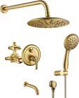 HomGoo Shower Faucet, Wall Mounted Shower System Brushed Gold