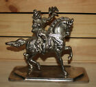 Vintage hand made metal statuette horse rider with hawk