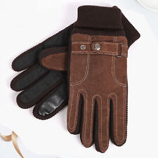 Wear-resistant Gloves Thermal Fleece Lined Men's Winter Suede Riding with Touch