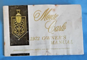 1972 Monte Carlo Factory GM Original Car Automobile Owner's Manual 2nd Edition - Picture 1 of 5