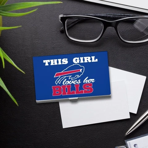 This Girl Loves Her Buffalo Bills Fan Business Card Case ID Credit Wallet Cover