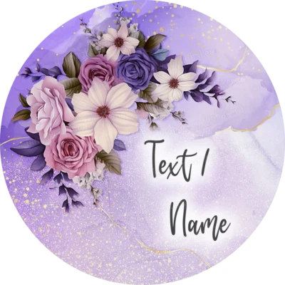 Blumen Tortenaufleger Party Deko personalisiert Name essbar Geburtstag neu lila - Bild 1 von 4