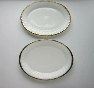 Fire King Oven Ware Oval White Swirled w Gold Trim Milk Glass Platter/Tray 12" - Picture 1 of 4