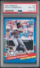 1991 Donruss 53 Rickey Henderson Freshly Graded PSA NEAR MINT-MINT 8 Fresh Slab
