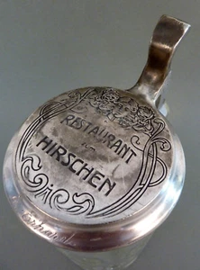 Jarra de cerveza antigua jorobas 0,45 L tapa de estaño con tipo. Vaso de cerveza Art Nouveaumotiv - Imagen 1 de 12