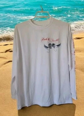 Camisa de pesca con gancho y aparejos protección UV para hombre grande blanca manga larga calavera Foto 1 de 4