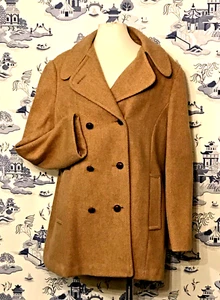 VINTAGE WOOL TWEED MACKINTOSH NEW ENGLAND DOUBLE BREASTED COAT PEA JACKET WOMEN - Picture 1 of 7