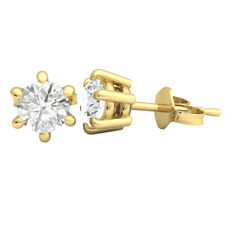 0.5ct Round Lab-Created Diamond 6 Prong Basket Solitaire Stud Earrings 14k Gold