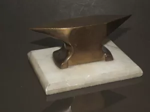 ANTIQUE BRONZE/BRASS marble JEWELERS CLOCK WATCH MAKERS ANVIL, awesome vintage - Picture 1 of 6