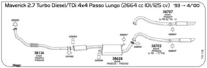 TUBO POSTERIORE MARMITTA PER FORD Maverick 2.7 TD/Tdi 4X4 passo lungo 2664 cc 10 - Imagen 1 de 1