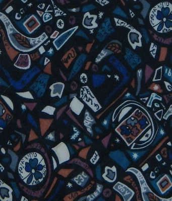 Via Veneto Neck Tie Necktie Silk Green Blue Tan Brown Abstract Print Clover EUC - Image 1 of 2