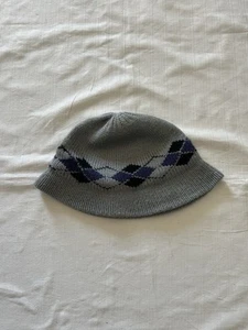 Gray Argyle Knit Bucket Hat 40% Wool One Size Fits All Retro Y2K Style - Picture 1 of 11
