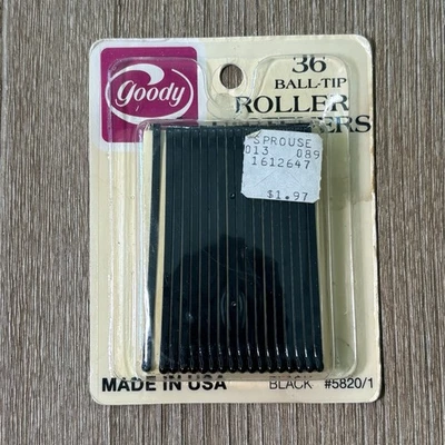 Sujetadores de rodillos con punta de bola negra Goody 36 vintage EE. UU. #5820 Bobby Pins años 80 nuevos de Lote Antiguo Foto 1 de 4