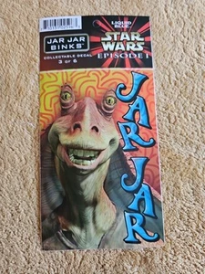 Jar Jar Binks Decal Liquid Blue Vintage 90s 4"x 6" Star Wars Episode 1 - Picture 1 of 6
