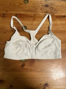 Cottonique Natural White Latex Free Organic Cotton Front Close Support Bra 38C - Picture 1 of 6