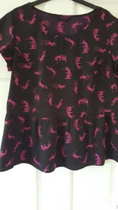 Black/Pink printed peplum top. Simply Be. Size 14. - Picture 1 of 3