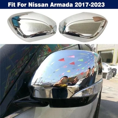 Tapas de cubierta de espejo retrovisor lateral derecho+derecho cromadas para Nissan Armada 2017-2023 Foto 1 de 4