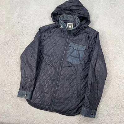 G Star Raw Jacket Mens Large (Fits Medium) Blue A Crotch Varsity Paded Overshirt - Image 1 of 4