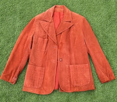 Винтажный 70-х LeatherCraft оранжевый кожаный блейзер куртка женщин 16 * недостаток - Изображение 1 из 4