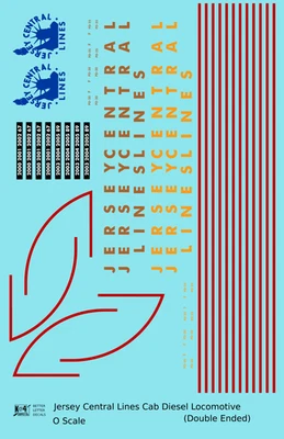 K4 O Scale Decals CNJ Jersey Central DRX-6-4-2000 Double Ended Diesel Gold Blue - Image 1 of 4