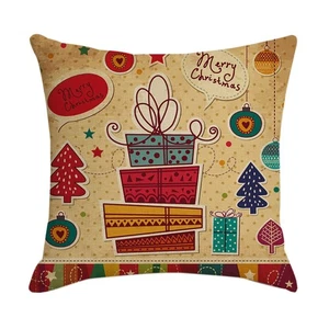 Funda de Almohada Papá Noel Cuadrada Decoración del Hogar Lino Fundas de Almohada6635 - Imagen 1 de 7