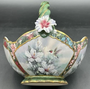 Lena Liu Hummingbird Treasury Porcelain Basket Bradford Edition Ruby Throated - Picture 1 of 17