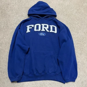 Sudadera con Capucha Vintage Ford Motors Bordada Azul Spellout Grande - Imagen 1 de 6