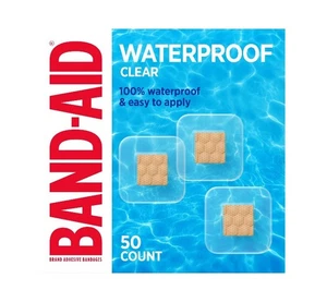 Brand Waterproof Clear Spot Adhesive Square Bandages Individually Wrapped 50ct - Picture 1 of 1
