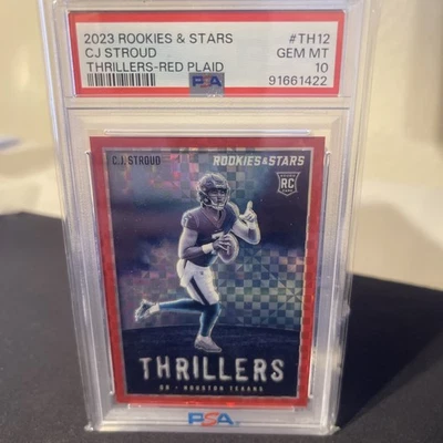 2023 Panini Rookies & Stars - Thrillers C.J. Stroud #TH-12 Red Plaid Prizm (RC) - Image 1 of 2