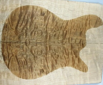 5A Figure Les Paul Guitar Top Cloud Quilted Blume Burl Wood Set Luthier Supply - Image 1 of 4