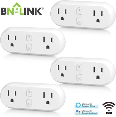 HBN 4-Pack Smart Plug Dual Socket Plugs Works with Alexa & Google Home Assistant - Image 1 of 4