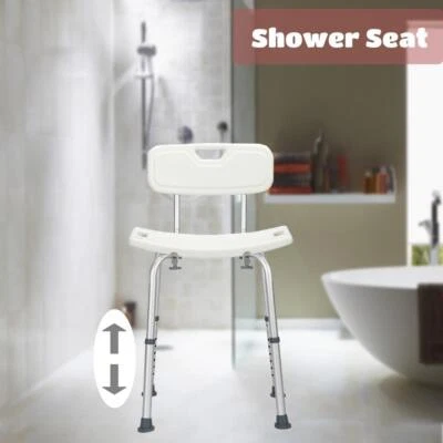 FCH New Adjustable Bath Chair Shower Seat Stool Adjustable with Backrest Non-Slip