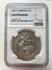 1897 GREAT BRITAIN SILVER TRADE DOLLAR NGC CHOPMARKED British COIN - Bild 1 von 2
