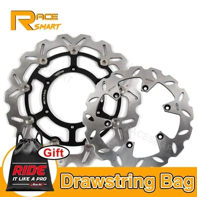 2 piezas rotores de disco de freno delanteros traseros negros para Suzuki DRZ400SM 2005-2024 DRZ 400 SM Foto 1 de 4