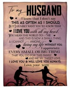 To My Husband Love You Fleece Blanket, Birthday Valentine Blanket From Wife Gift - Picture 1 of 2