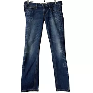 Pantalones de mezclilla Hollister Jeans Y2K estampado floral talla 27 tiro ultra bajo corte bootcut - Imagen 1 de 7