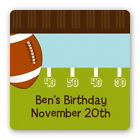 Football Birthday Party - Square Personalized Birthday Party Stickers