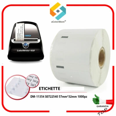 ACOLORI Etichette adesive per DYMO DM 11354 S0722540 Label Writer 400 450 320 400 Duo