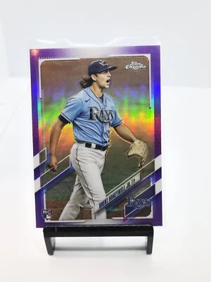 2021 Topps Chrome Update Update Brent Honeywell Jr. Purple Refractor Rookie Rays - Image 1 of 2