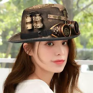 Men Women Steampunk Hat Magic Hats Bowler Hat Gothic for Cosplay - Picture 1 of 26