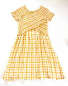 Wonder Nation Girls Short Sleeve Smocked Dress Size XL (14-16) Yellow Plaid - Picture 1 of 4