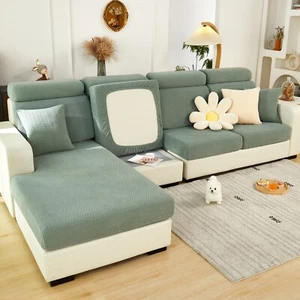 Seater Stretch Seat Cushion Cover Stretch Couch Chaise Back Slipcover - Picture 1 of 6