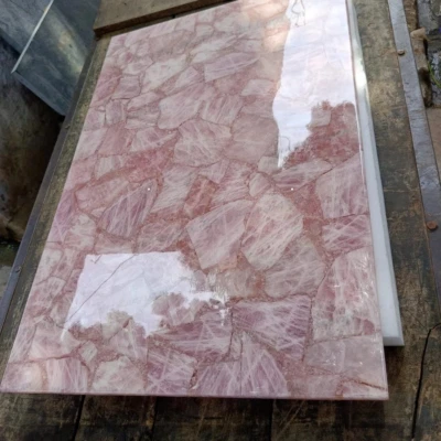 48"x24" Rose Quartz Counter Top Dining Slab for Patio Living Room Decor - Image 1 of 4