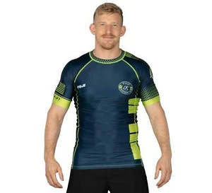Fuji Match MMA BJJ Jiu Jitsu ShortSleeve Short Sleeve SS Rashguard - Navy Blue - Picture 1 of 10