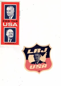 1960er Lyndon Johnson LBJ "Johnson for President" Broschüre & Autoaufkleber (j100 - Bild 1 von 1