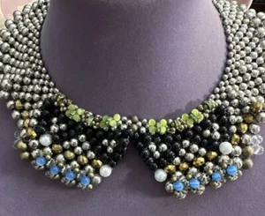 Pam Hiran Anthropologie Statement Necklace Beaded Chunky Crystal - Imagen 1 de 4