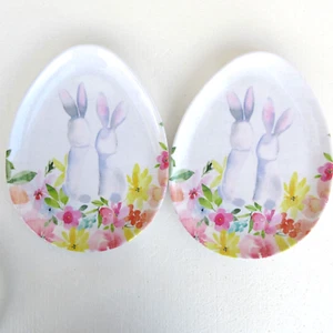 2 Platos de Melamina NICOLE MILLER HOME Pascua Primavera Almuerzo Floral Conejitos - Imagen 1 de 12