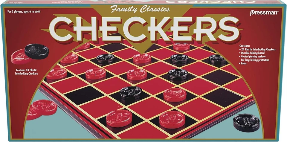 Pressman Family Classic Checkers Game with Folding Board & Interlocking Checkers - Image 1 of 2