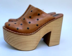 Zapatos zuecos de tacón alto de cuero tostado Topshop UK5 EUR38 US7,5 RRP £98 - Imagen 1 de 5
