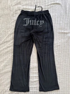 Juicy Couture Terciopelo Estrás Negro Clásico Ropa de Dormir Pantalones Grandes - Imagen 1 de 15
